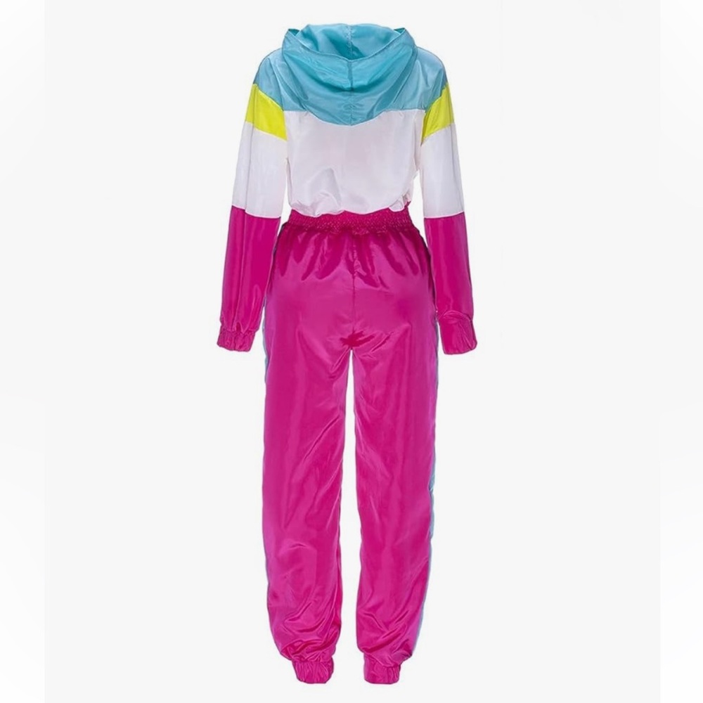 New! Women's Pullover Hoodie Jumpsuit Zipper Jacket Windbreaker Elastic Waist - Picture 2 of 7